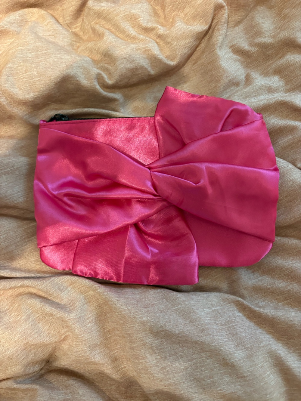 ipsy Hot Pink Satin Bow Cosmetic Bag